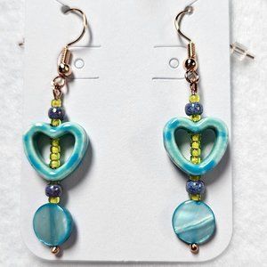 J30 Handmade Light Blue Valentines Dangle Earrings